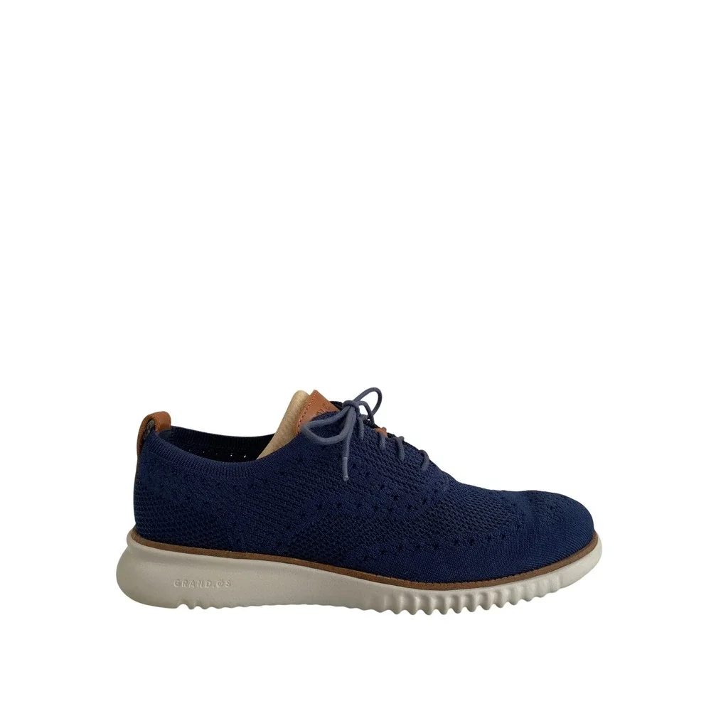 Cole Haan Zero Grand Knit Lite‎ Wingtip Oxford Mens 9M Navy Blue Casual Shoes